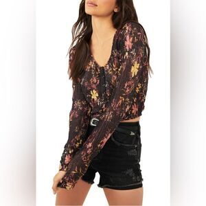 FREE People Angelina Floral Long Sleeve Top In Dark Combo